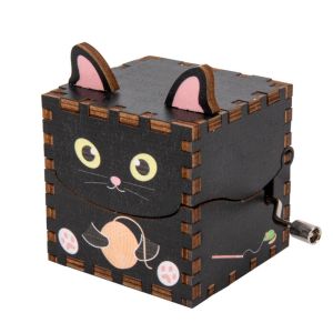 DFYER56 Puzzle Structure Wooden Music Box Color Print 3D Cartoon Animal Music Box Educational Toys DIY Hand Crank Musical Boxes Birthday Gifts