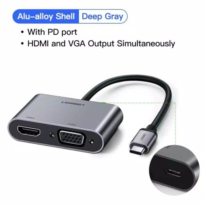 Ugreen Type C to HDMI VGA Converter 4K Ugreen Hdmi Vga to Usb C  Lazada Indonesia