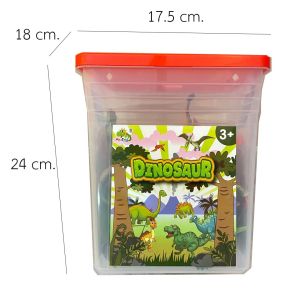 พร้อมส่งจากไทย โมเดลสัตว์ชิ้นใหญ่ สัตว์ป่า เสือ ช้าง ลิง ยีราฟฯลฯ กับ ไดโนเสาร์ 24ชิ้น พร้อมถังเก็บ