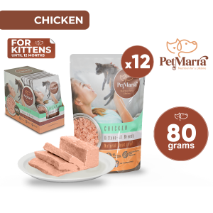 PetMarra Natural Meat Loaf Kitten Wet Food Pouch up to Ages 12 Months Chicken Flavor 80g BUNDLE OF 12 - PetMate