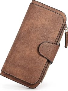 UTO Wallet Women Vegan Leather Wristlet Snap Long Purse Credit Card Holder Elegant Clutch