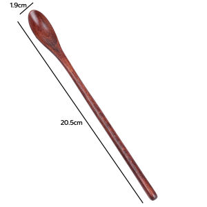 2PCS Wooden Stirring Spoon Japanese Natural Teaspoon Long Handle Small Spoon Ice Cream Honey Dessert Spoon Home Kitchen Tableware