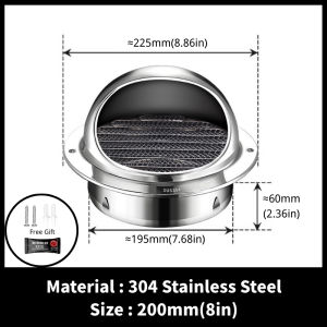 Stainless Steel Exhaust Cover High Quality Wall Ceiling Air Vent Ducting Ventilation Exhaust Hood Air Outlet 2-8in
