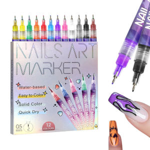 12Pcs Acrylic Paint Brushes Eco-Friendly DIY Nail Art Pens Quick-Dry Dotting Liner Convenient Daily Use For Manicure Pigfly