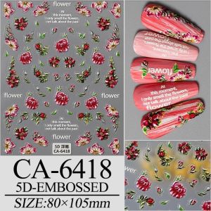 5D Acrylic Engraved Nail Art Stickers: Emboss Your Manicure with Spring Peony Designs