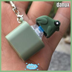 danux Frog Croaking Fidget Toy Keychain With Colorful Lights Stress Reliever Anxiety Sensory Fun Animal Sound Button Toy