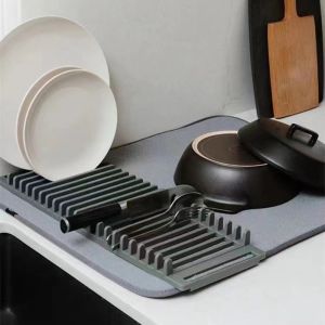 GEMMA Folding Tableware Drainer Mat Breathable Non-slip Dish Drain Rack Placemat Thickened Kitchen Insulated Mat Kitchen