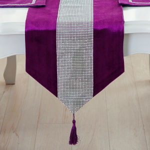 Flannel Diamond Silver Rhinestones Table Runner Sequins Modern Tablecloth 4 6 8 10 Seater for Dining Table Festival Decoration