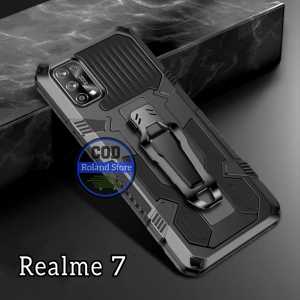 Casing HP untuk Realme 7 Case Armor Belt Clip Case Hp Robot Terbaru Hardcase i-Crystal