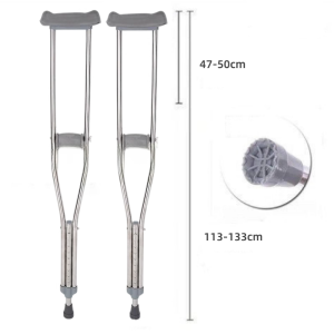 【COD】Stainless steel spring shock-absorbing adult crutches adjustable double/single crutches walker for the elderly Adult Adjustable Crutches Adjustable Height Lightweight Aluminum Adult Crutches( Stainless Steel) Aid Injury Crutches