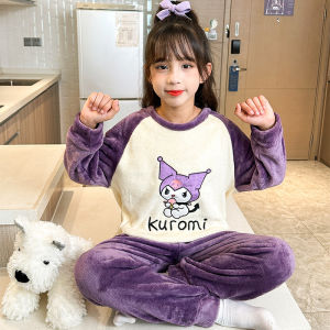 Christmas Gift Halloween Anime Hello Kitty Girls Clothe Sanrio New Winter Kid Kuromi Kawaii Cartoon Warm T Shirt Thicken Boys Girls Comfort Home Clothes