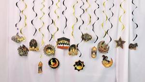 Eid-Al Adha Mubarak Hanging Swirls Party Decorations Eid-Al Adha Hanging Ceiling Swirls Ramadan Mubarak Eid Decorations