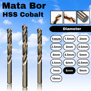 Mata Bor Besi 8mm HSS Kobalt Drill Bits HSS Cobalt Diameter 8mm