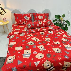 Bộ ga gối thun lạnh mẫu Gấu Cây Thông (5 MÀU) đủ kích cỡ may theo yêu cầu - ga gối thun lạnh / chăn ga gối Minh Anh