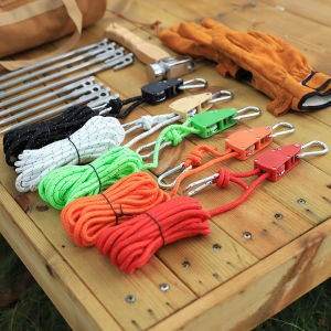 SERENEGLOW Outdoor Tent Windproof Rope with Glow-in-the-Dark Anti-Slip Buckle and Metal Carabiner for Secure Camping Setup