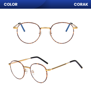 IOOI Eyewear - Kacamata Bulat Metal Fashion Bisa Minus Anti Radiasi Photocromic Blueray Wanita 8942