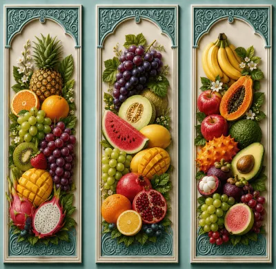 1 HARI KIRIM 3 pcs hiasan dinding estetik 3D Aneka Buah Unik motif terbaru ISTIMEWA 10X28CM