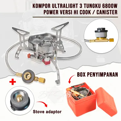 BFS123 Kompor Ultralight 3 Tungku 6800W Camping Stove Portable Hiking Model Gas Tabung Hicook Canister