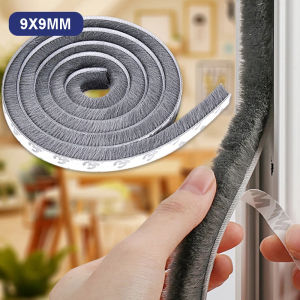 3 Meter Window sealing Self Adhesive Seal Strip Wardrobe Door Draught Excluder Brush Windproof Window Protector Seal Soundproof Size 9x9mm