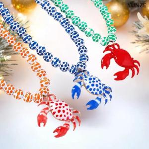 [COD] YUNZE Womens Acrylic Red Crab Pendant Necklaces Pool Accessories Ocean Style Crab Hip Hop Necklace Pendant Party Jewelry Decor