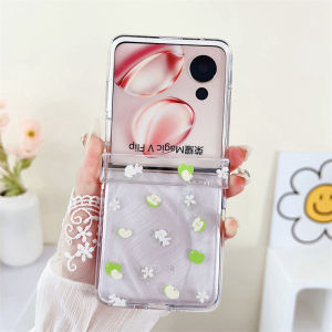 For 2026 Samsung Z Flip 8 Z Flip 7 Z Flip 6 Z Flip 5 Z Flip 4 Case Folding screen mobile phone caseSimple painted graffiti oil painting flowers three-piece PC hard case With hinge