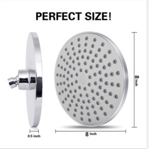 HOL High Pressure Shower Head 8 Inches Rain Showerhead G1/2 Adjustable Bathroom Shower Head Spray Showerhead Polished Chrome Bath Rain Round Shower Head Replacement