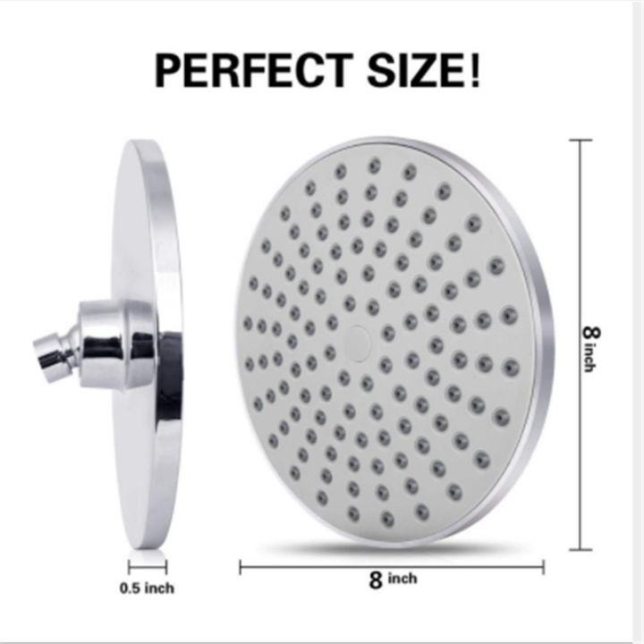 HOL High Pressure Shower Head 8 Inches Rain Showerhead G1/2 Adjustable ...