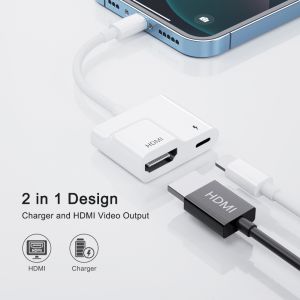 hdmi digtial av adapterphone to TVconnector with charging portSupport pad HDMI Displayport converter plug and play 1080p Video sync screen For Phone 14/13/12