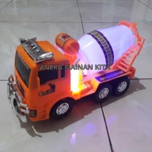 Mainan Mobil Konstruksi Sement  Mixer berlampu dan suara New