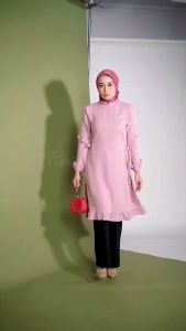 CHERYL TUNIK ARRAFI // Tunik Wanita Dewasa Baju Panjang Simple Polos Elegant ORI