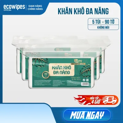 Combo 5 túi khăn khô đa năng LAMY túi 90 tờ không hóa chất an toàn cho da nhạy cảm của em bé