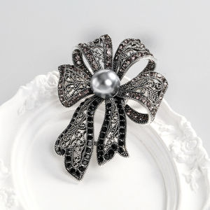 Follow Get New[Beautiful SS] เข็มกลัดติดโบว์ไข่มุกพลอยเทียมแนววินเทจสำหรับเสื้อผ้าผู้หญิงเสื้อโค้ทเครื่องประดับของขวัญสำหรับงานปาร์ตี้