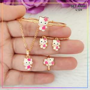 Set perhiasan anak hello kitty permata lapis emas gold L131