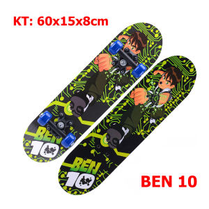 Ván trượt Cao cấp cho trẻ em Skateboard từ 2 - 6 tuổi chất liệu gỗ phong ép cao cấp nhiều hình siêu nhân họa tiết 3D cao cấp