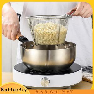 Butterfly ตะแกรงทอดเฟรนช์ฟรายส์ตะกร้าทอดลึกทำจากสแตนเลสตะแกรงทอดลวดตาข่ายสำหรับใช้ในครัว