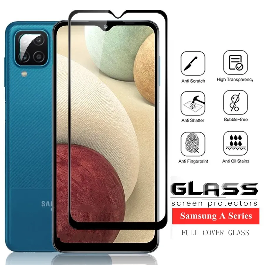 XICCI Tempered Glass for Samsung A12 5G Full Cover Screen Protector  Anti-Explosion 9H Complete Covering Full Glue Glass Protective Film