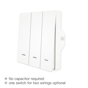 (MY Stock)MOES Tuya ZigBee2MQTT Smart Wall Switch wireless No Neutral Wire No Capacitor Needed Smart Life 2/3 Way Works wireless switch control with Alexa Home 2mqtt（Not supporting DC）