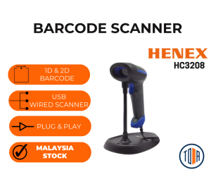 Henex HC3208 1D / 2D Barcode Scanner QR Code Scanner Wired/Wireless (With Charges Base)