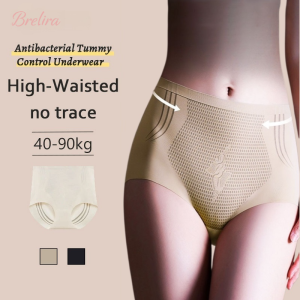 『Brelira』High Waisted Seamless Panties Ultra-Thin Tummy Control 3D Sculpting Breathable Underwear Summer Women Shapewear