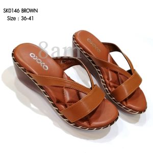 [ส่งเร็วพิเศษ!] 8am รองเท้าแตะเพื่อสุขภาพ รองเท้าแตะหญิง รองเท้าแฟชั่น หน้าสวม sandals women fashion ส้นเตารีดเย็บเชือก สูง2นิ้ว นิ่มใส่สบาย SK0146