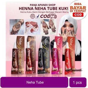 TUBE NEHA HENNA PASTE / HENNA HALAL 25GR | Cherry Chery | Mirchi | Red | Maroon | Dark Brown | White | Classic Henna Cerianti