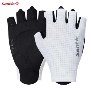 Santic Cycling Gloves Men Women Breathable Shockproof Sports Road MTB Bike Half Finger Gloves