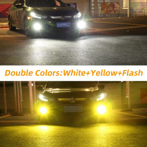 1Pcs 【LED】 Lampu LED Putih H11 Two Color 24SMD untuk Headlight / Fog Lamp Mobil Lampu Depan 3030 SMD 12-24V Anti Kabut Untuk Mobil
