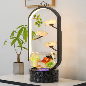 Goldfish Bowl Living Room Small Desktop Creative Landscaping Ecological Circulating Fish Tank Home Lighting Tank Pot