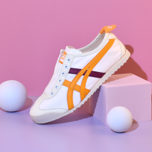 2024 Original Tiger Shoes Mens and Womens Classic MEXICO 66 Sports Shoes Fashionable and Comfortable Casual Shoes Breathable Shock-absorbing Canvas Shoes White/yellow