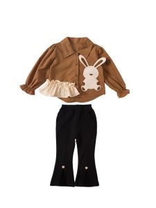 Kids Girls Clothes Set Long Sleeve Cute Shirt With Split Pants 2 Pieces Causal Outfits Kids Terno For Girls