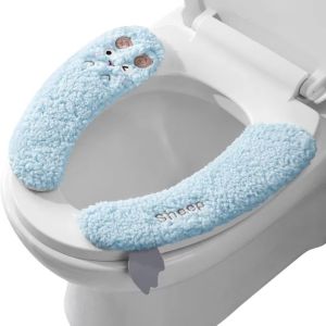 YESMILE Vải nhung Nắp bồn cầu Hình dán hoạt hình tự dính Dày hơn Miếng lót bồn cầu Ấm áp với Lifter Đệm lót bồn cầu