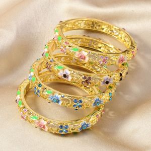 GOOTRADES Hollow Wire Chinese Cloisonne Bangle Zircon Double Layered Enamel Art Jewelry Creative Exquisite Filigree Peony Jewelry Women Jewelry