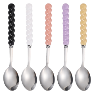 MGHL0810 Sendok Mutiara Sendok Estetik Warna Pastel Korea Gagang Spiral Cantik Unik