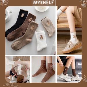 M105.Set 5 đôi tất gấu cổ cao tất vớ nữ cổ cao hàn quốc siêu xinh (có sẵn - miễn ship)